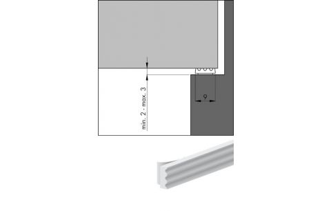 Tochtstrip k-mod. 9x3mm 7.5m epdm