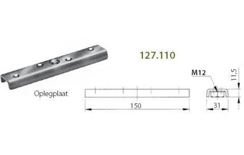 Oplegplaat 150x30 r120