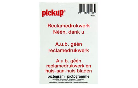 Picto zelfklevend wit/rood "geen reclame" 3st