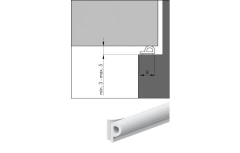 Tochtstrip p-mod. 8x5mm 7.5m epdm