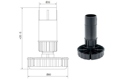 Voet pvc zwart