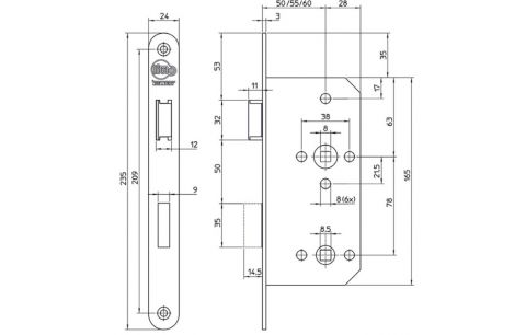 Projectslot WC A15E1 78/60 keerbaar