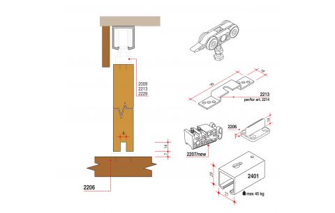 Schuifdeurkit compleet 4462 40kg 2.00M