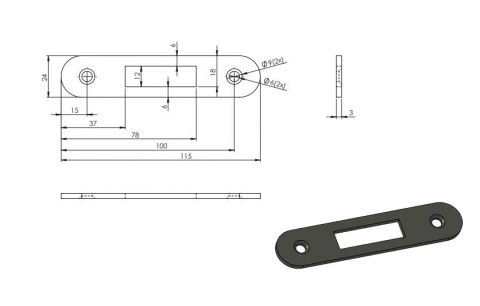 Sluitplaat vlak RO vz HO4 L/R 2335.03 24R 115x24x3