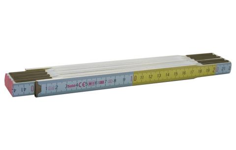 Plooimeter hout PRO geel/wit 2m x 16mm type TOP 5000